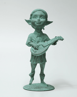 bronze mythological elf unique artist signed art sculpture lifestyle view