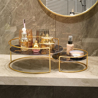 adjustable marble bathroom glass storage rack with metal shelves top view