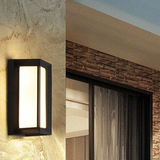 Outdoor Wall Light – Black Metal & White Glass Lamp | Energy Saving LED