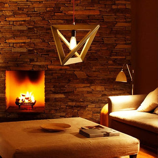 Wooden Pendant Light – Pyramidal Pendant Lamp | Warm Ambient Lighting For Living Room