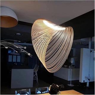 Bamboo Pendant Lamp – Adjustable LED Hand Woven Light for Living Room & Dining