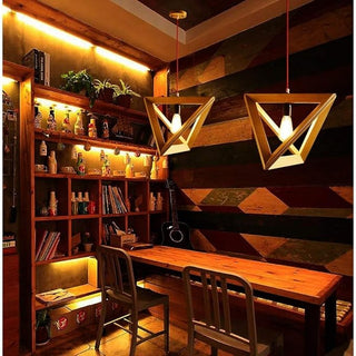 Wooden Pendant Light – Pyramidal Pendant Lamp | Warm Ambient Lighting For Living Room
