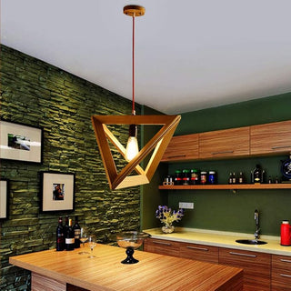 Wooden Pendant Light – Pyramidal Pendant Lamp | Warm Ambient Lighting For Living Room