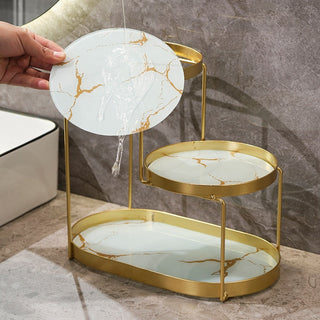 multi-tier shelf durable cosmetics storage rack bathroom organiser set view