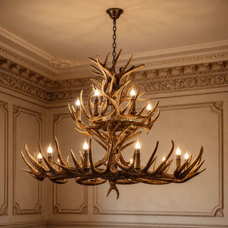 Resin Antler Chandelier – Botanical Style Ceiling Pendant Light With Durable Lacquered Frame