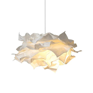 Fabric bedroom pendant from above — white adjustable hanging lamp