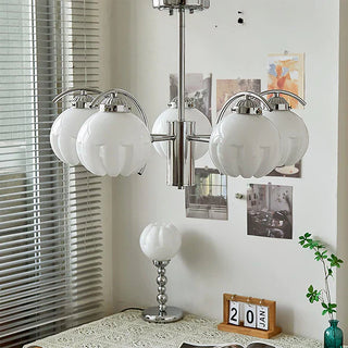 Modern flower LED chandelier ambient — glass filament warm