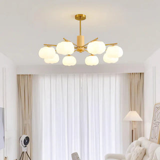 Cream chandelier wooden cotton ball pendant light interior