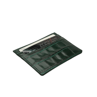 crocodile card holder haven italian leather wallet embossed green pattern detail