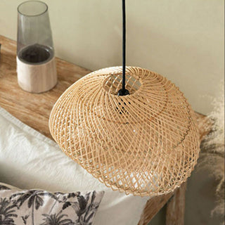 Rattan cloud pendant in living room — Bauhaus handmade ceiling lamp