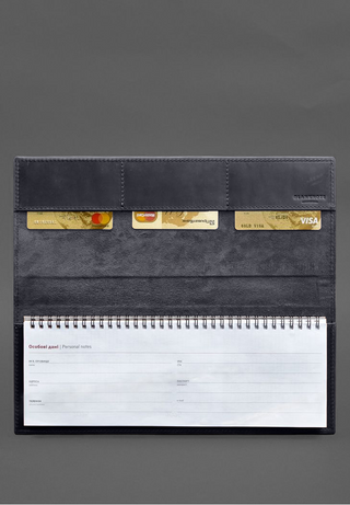 leather bound notebook elegant leather desk planner weekly schedule organizer side view
