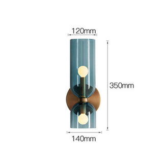 Modern glass double head two bulb wall sconce — bedroom
