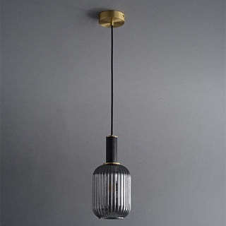 Oval Ribbed Pendant Light - Modern Glass Pendant Lamp for Kitchen Island Lighting