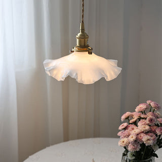 Nordic vintage glass pendant with brass over kitchen island
