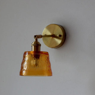 Vintage glass wall sconce warm ambient — adjustable metal