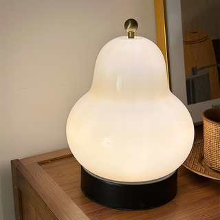 Pear touch table lamp close-up — French LED soft detail