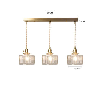 Vintage Glass Pendant Light - Elegant Cylindrical Glass Lamp for Kitchen Island