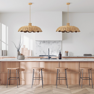 Medium-size rattan pendant with wooden boho design
