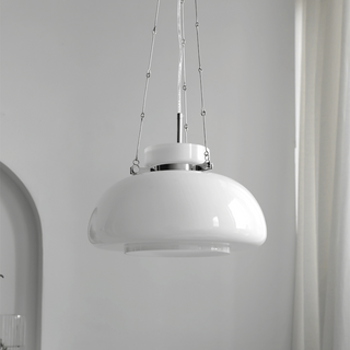 Adjustable vintage glass dome ceiling lamp — cozy dining