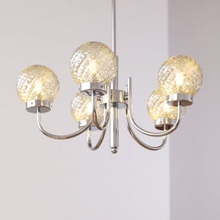 Glass Ball Chandelier – Modern Iron & Glass Fixture | Luxury Bedroom Lighting