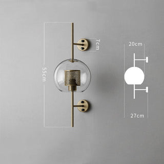 Modern glass globe golden ball bedside wall lamp close-up