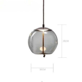 Adjustable Pendant Light – Designer Smoked Glass Lamp with Hemp Rope Accent