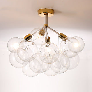 Glass bubble dining chandelier – modern semi-flush mount