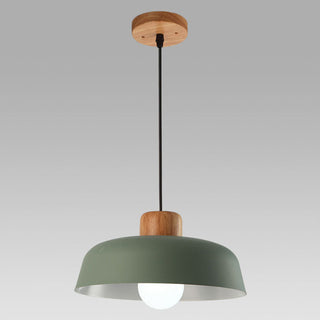 Scandinavian minimalist aluminium pendant over dining table