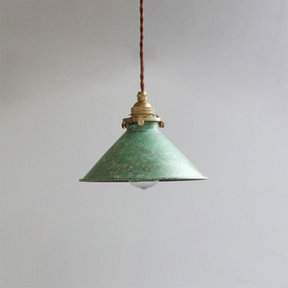 Vintage brass pendant lamp with oxidized metal finish