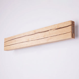 Modern rectangular wood LED wall lamp in bedroom — sconce