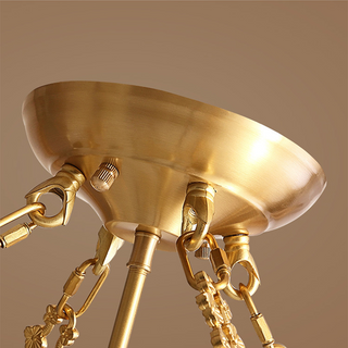 Brass scalloped 4-light chain ceiling lamp – dining room glow
