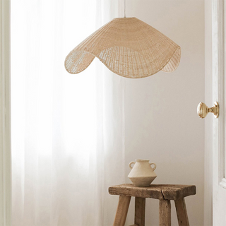 Handwoven natural rattan chandelier for living room ceiling