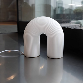 White LED arch lamp wide — modern metal glass