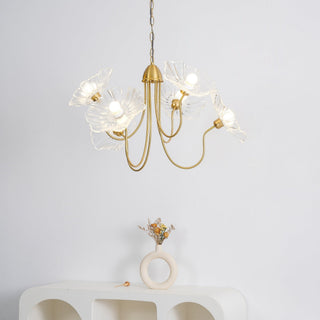 Lotus glass chandelier modern leaf pendant light interior