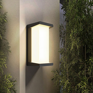 Outdoor Wall Light – Black Metal & White Glass Lamp | Energy Saving LED