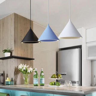 Cone Pendant Lamp – Modern LED Hanging Light With Colorful Pastel Lampshade