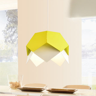 Simple design metal pendant chandelier close-up — modern ceiling fixture