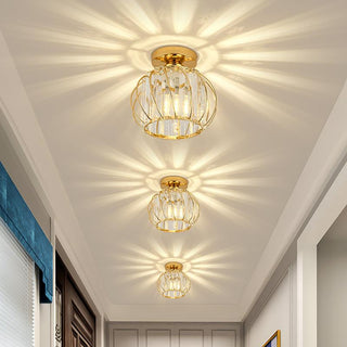 Luxury semi-flush hallway ceiling light – iron glass glow