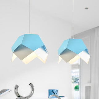 Contemporary metal pendant chandelier from below — dining room lamp