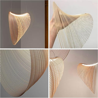 Bamboo Pendant Lamp – Adjustable LED Hand Woven Light for Living Room & Dining