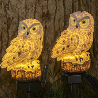 Outdoor Solar Lamp – Hand-Painted Resin Owl With Warm Glow LED Lighting