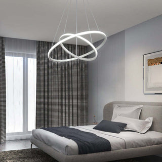 Modern ring chandelier side — LED adjustable pendant warm glow