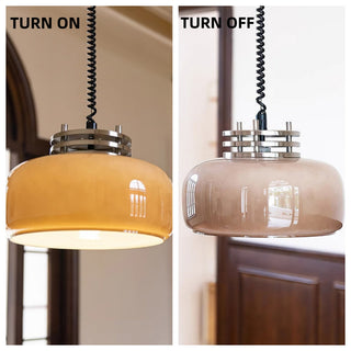 Brown pendant from below — coffee glass modern hanging light