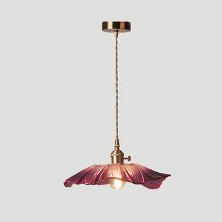Colored lotus glass pendant top view — vintage hanging fixture