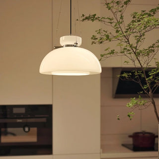 Warm ambient pendant with vintage milk glass shade