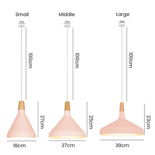 Suspension conique en métal coloré - Luminaire moderne avec cordon réglable
