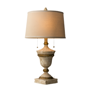 Beige resin retro lamp front — luxury warm design