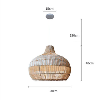 Suspension Luminaire Rotin - Abat-jour en Osier Tressé à la Main pour Éclairage d'Îlot de Cuisine