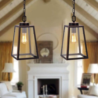 Wrought Iron Pendant Light – Black Glass Dining Room Lighting with Durable Iron Fixture