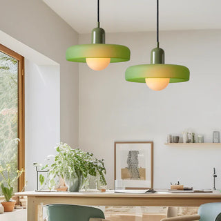 Suspension Bauhaus – Lampe géométrique en verre coloré pour salon